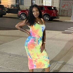 Vibrant Tie-Dye Midi Dress